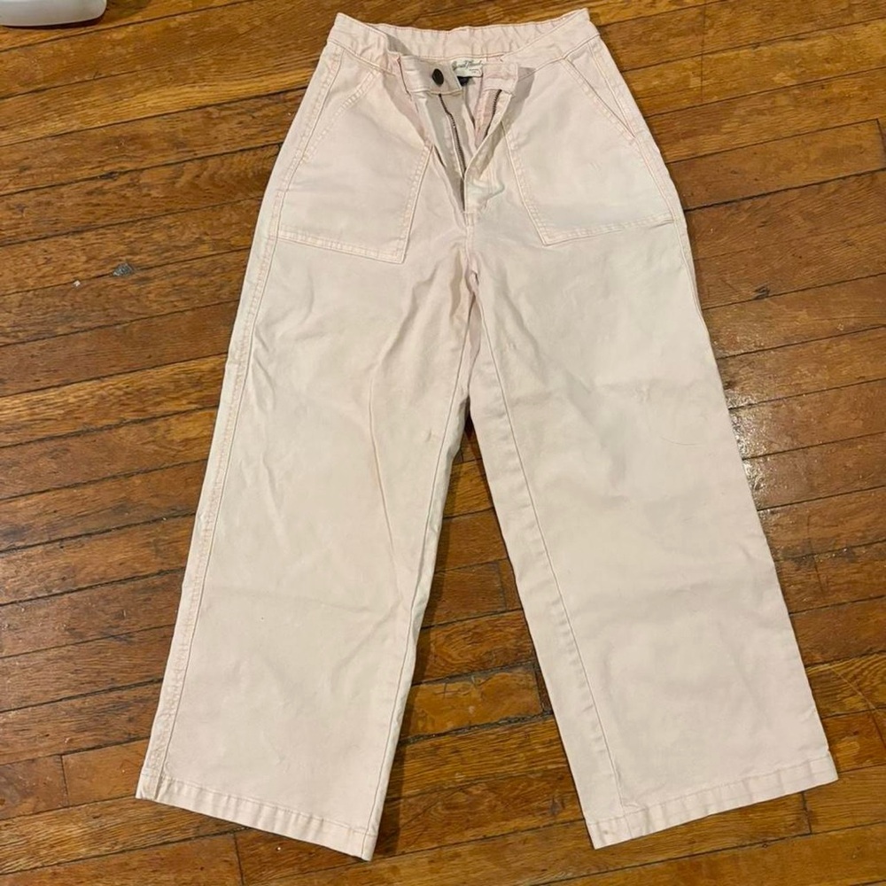 High‎ rise cream color wide leg denim women’s 0
